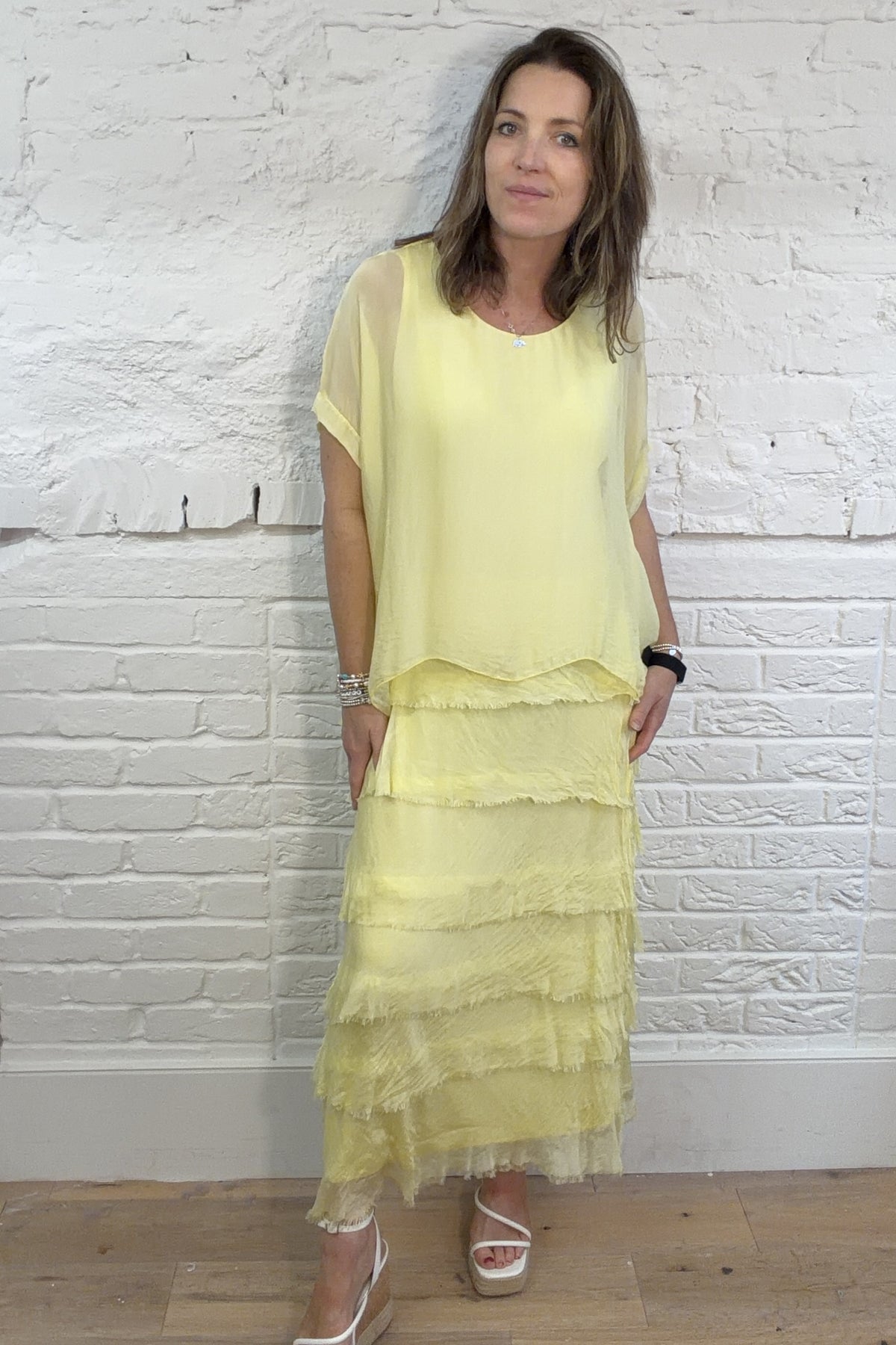 Vestido superpuesto de seda