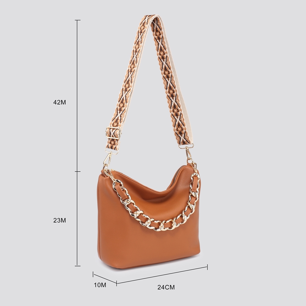 SOFT TOTE  BAG WITH  STRAP  AND CHAIN