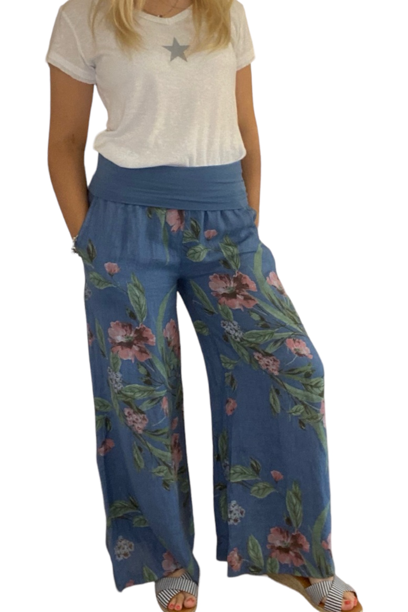 Floral Linen Trousers